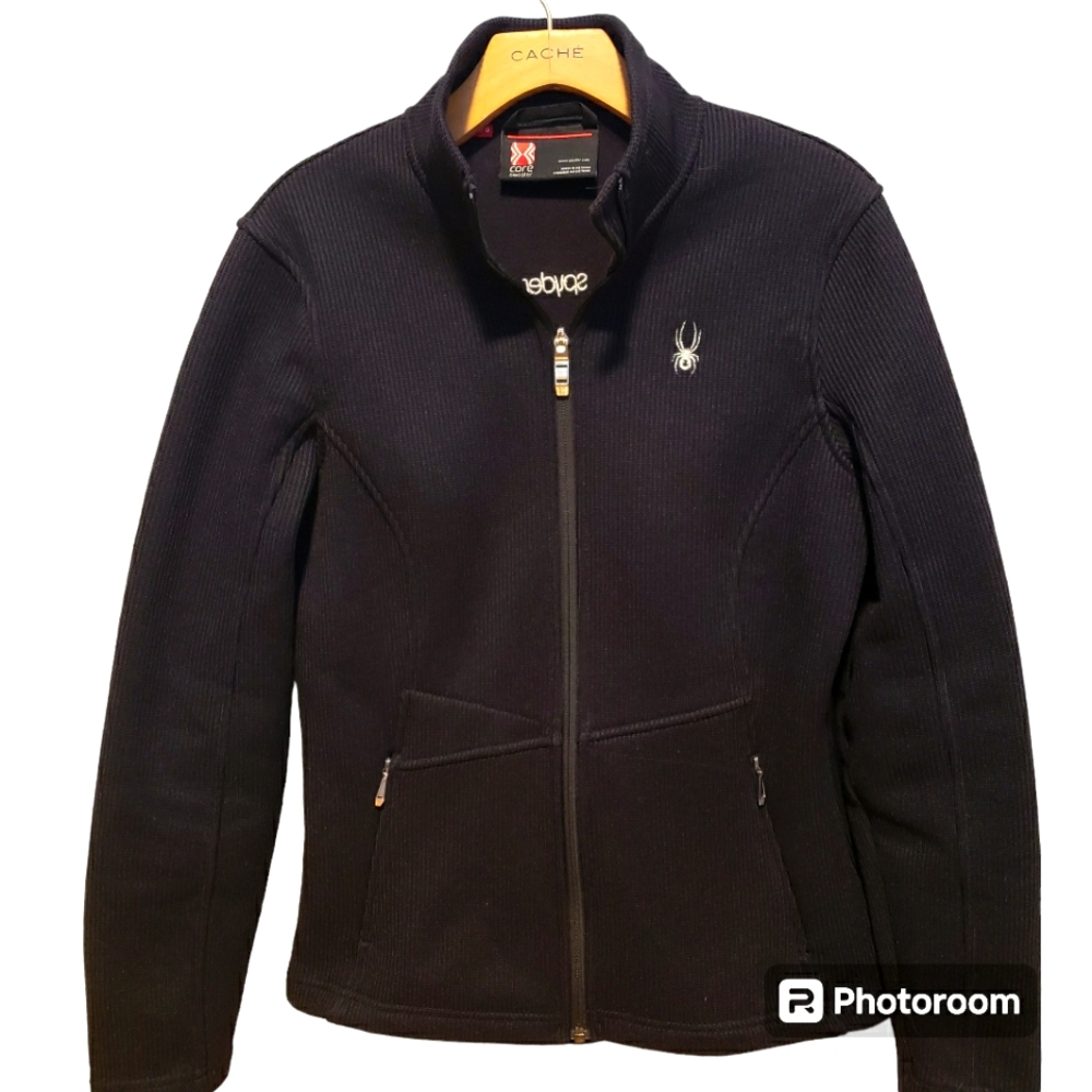Women's Large Black Spyder Jacket Core Sweater Ladies Lightweight Fall Coat